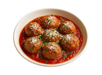 Hearty and delicious meatballs in rich tomato sauce topped with fresh parsley and grated parmesan cheese
