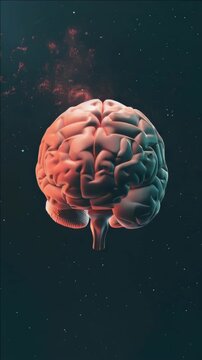 High-resolution digital art of a human brain exploding against the backdrop of space with vibrant colors and cosmic particles.