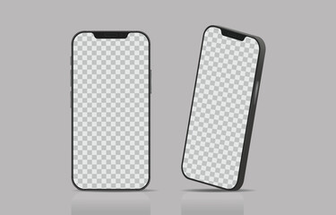 Realistic smartphone mockup with transparent screen vector illustration for app design and presentation
