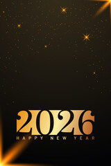 Happy new year 2026 typography poster with glitter effect