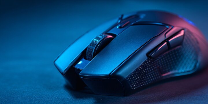 Gaming mouse on a pad - Powered by Adobe
