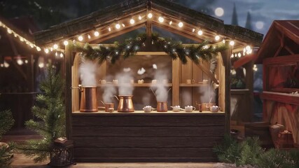Mulled wine stall at a Christmas market. - Powered by Adobe