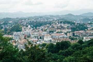 Fototapeta premium Elevated View of Residential Buildings and City Houses in San Sebastian, Donostia, Spain