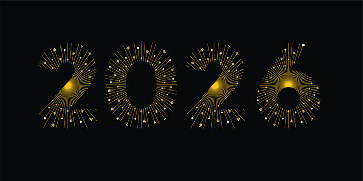 Golden sparkling 2026 new year celebration graphic banner design