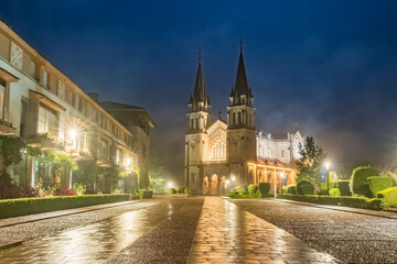 Fototapeta premium Historic view of the Covadonga Sanctuary in Asturias, Northern Spain.