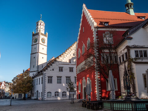 Ravensburg, Deutschland: Der Blaserturm an einem Herbstmorgen