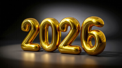 A 3D rendering of the number 2016 in gold balloons