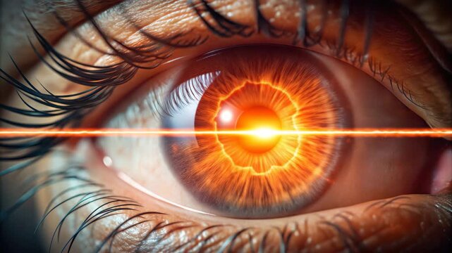 Precision Laser Corneal Reshaping Surgery On Human Eye Macro Medical View
