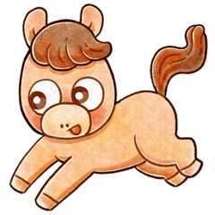 駆ける馬のデフォルメ全身ラスターイラスト