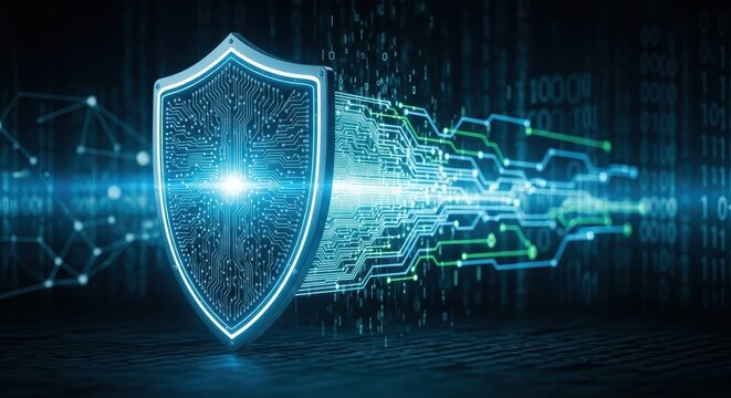 Digital Shield with Circuitry. Ai generation