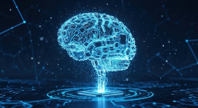 Futuristic Digital Brain with Circuitry. Ai generation