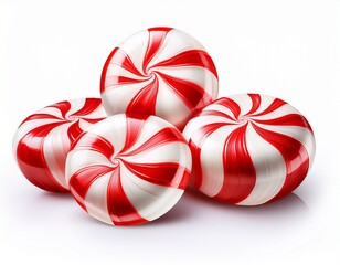 peppermint candies with red and white swirl isolated on a white background