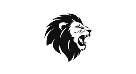 Obraz premium Roaring lion silhouette emblem on white background