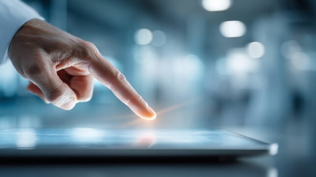 Data entry action in healthcare secure environment digital interaction close-up viewpoint for enhanced security management