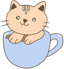 Cute cafe elements with hand draw useful for sticker note, planner or journal