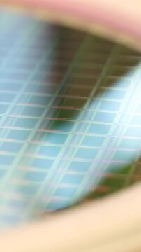 Macro shot of a silicon wafer used in semiconductor manufacturing
