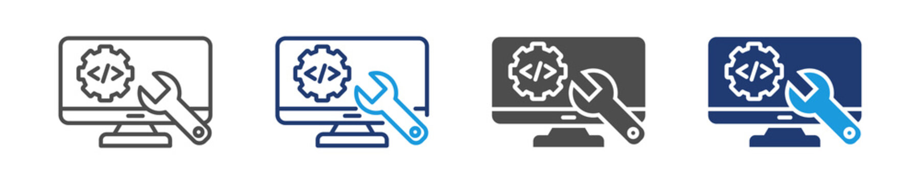 programming tools icon set multiple style