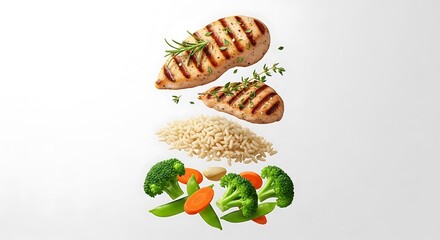Healthy grilled chicken breast with brown rice and fresh vegetables for a balanced meal plan