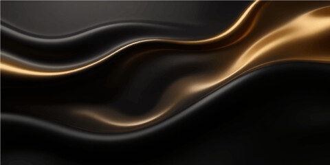 Abstract background with a smooth, flowing golden smoke wave over a blue and purple velvet texture