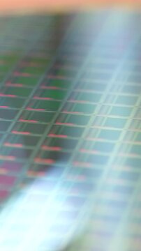 Macro shot of a silicon wafer used in semiconductor manufacturing