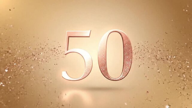 Glittering Rose-Gold 50th Birthday Countdown HD Footage