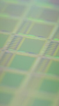 Macro shot of a silicon wafer used in semiconductor manufacturing
