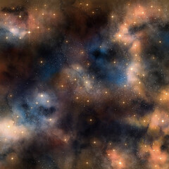 Deep space nebula with glowing stars and cosmic dust clouds galaxy cosmos