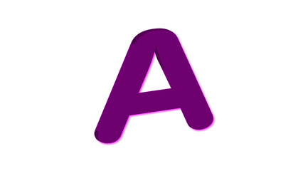 3d purple color and magenta drop shadow alphabetical A 
