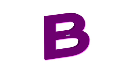3d purple color and magenta drop shadow alphabetical B 
