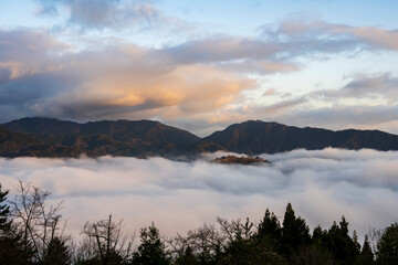 兵庫県朝来市の竹田城と雲海
