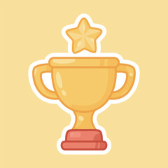 Golden Trophy Flat Pastel Vector Illustration for Padel, Tennis, and Sports Achievement Design
