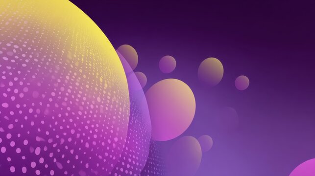 Colorful Abstract Design with Gradient Circles and Dots in Purple, Yellow, and Pink Shades for Creative Background Use