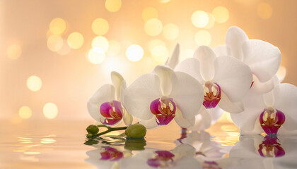 White Orchid Flowers in Water