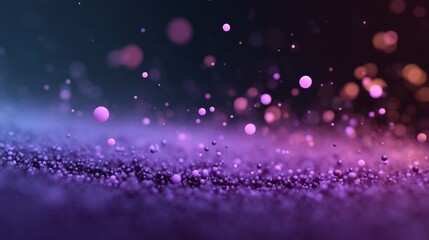Obraz premium Abstract Colorful Particles Floating on Dark Background with Blurry Bokeh Effect in Vibrant Shades of Purple and Pink for Creative Visuals and Designs