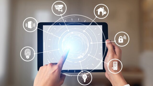 Home security icons show smart home, surveillance, and safety devices. Home security ensures monitoring, home security protection, and smart access. Gist