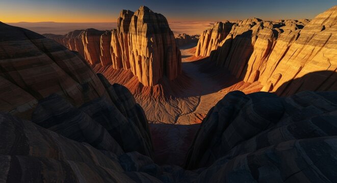 Grand Canyon Landscape A Stunning Vista of Rock Formations at Sunset