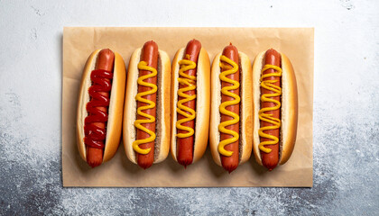 Hot Dogs with Ketchup and Mustard