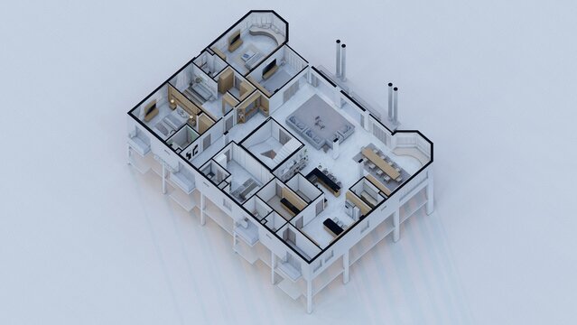 Premium Residential Interior Blueprint Spacious Modern Home Design Illustration