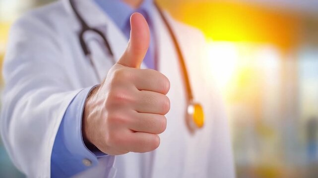 Medical Professional's Approval: Close-up of a doctor with a stethoscope around their neck, gesturing a thumbs-up, conveying a sense of expertise, trust, and confidence.
