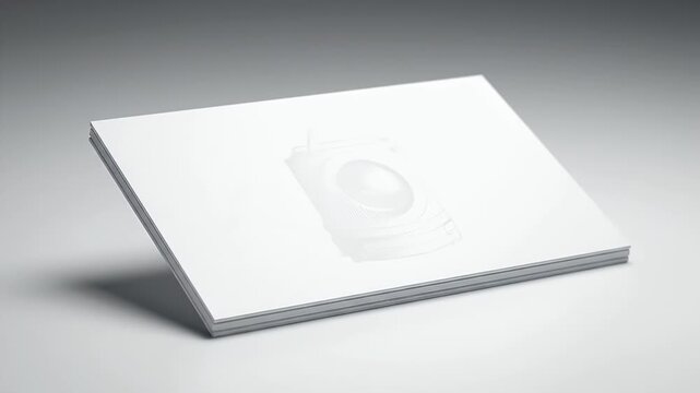 Stack of White Paper on a Gray Background with Subtle Shadows Square Paper Stack Mockup Clean Presentation in Studio Lighting and Tonal Gray Background
