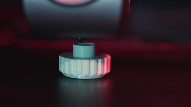 3D printer is working. Modeling of fused deposition, FDM. 3D printer that prints an object made of plastic.  Advanced additive technology for 3D printing