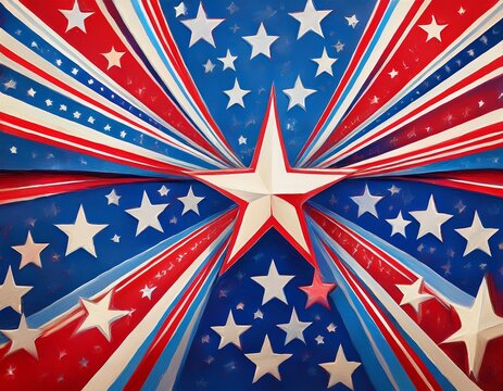 red white and blue stars and stripes background abstract