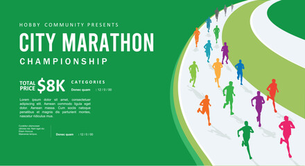 Great elegant colorful vector editable marathon poster background design for your marathon championship event	