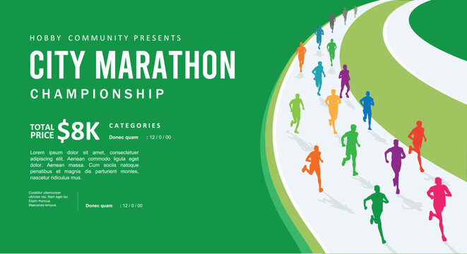 Great elegant colorful vector editable marathon poster background design for your marathon championship event	