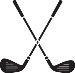 Pair of iron or wedge golf club flat vector icon for sports apps and websites