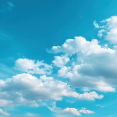 Obraz premium Serene Blue Sky with Fluffy White Clouds Offering a Tranquil Atmosphere for Relaxation and Inspiration in Nature Settings and Outdoor Activities