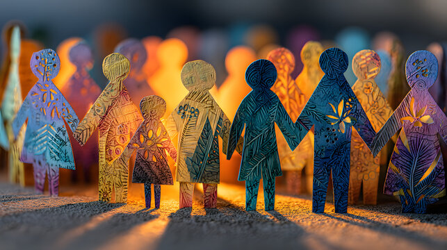 Diverse paper cut-out figures symbolizing community and connection
