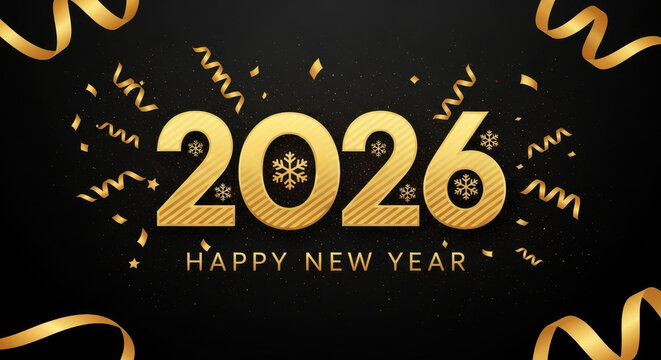 Elegant 2026 Happy New Year Gold Design Background Illustration
