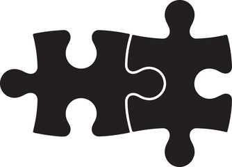 Two pieces of jigsaw puzzle or autism puzzle piece symbol flat vector icon for apps and websites