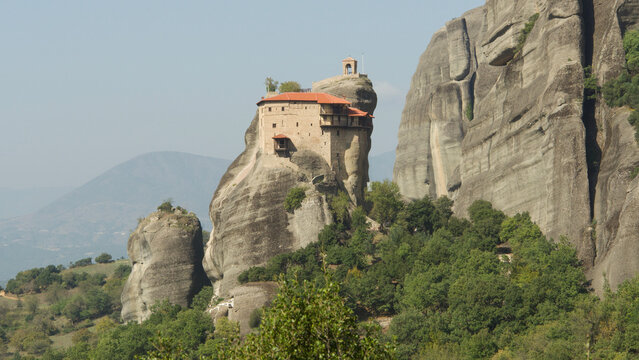 Meteora Monastery atop steep rocks
